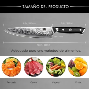 Cuchillo de cocina Japones de Damasco